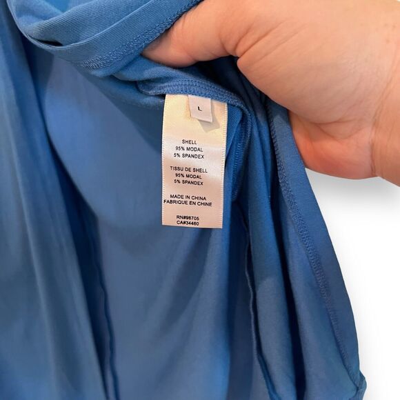 Rebecca Taylor Dress L French Blue Modal Twist Front Slit Sleeveless Midi $345 - Picture 7 of 11